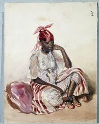 Schwarze Frau in Tracht