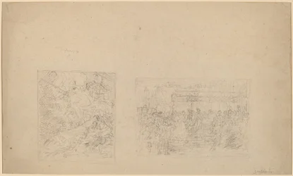Studie von Moses, der den Felsen schlägt, und einer Prozession (verso)