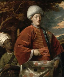 Porträt eines Gentlemans in orientalischer Kleidung mit einem orientalischen Pagen