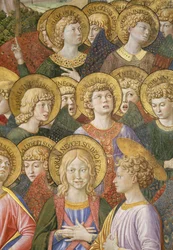 Engelschor, Detail aus dem Zyklus der Reise der Heiligen Drei Könige in der Kapelle, ca. 1460 (Detail)