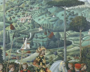 Johannes VII. Palaiologos (1391-1448), oströmischer Kaiser, als Balthasar, einer der drei Könige, Detail aus dem Zyklus der Reise der Heiligen Drei Könige in der Kapelle, um 1460