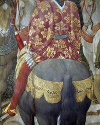 Ritter zu Pferd in prächtigen Gewändern (Detail)