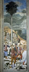 Liverierte Bogenschützen, Detail aus dem Zyklus Die Reise der Heiligen Drei Könige in der Kapelle, ca. 1460 (Fresko)