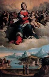Madonna mit dem Kind in Herrlichkeit und Heiligen