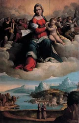 Madonna und Kind in Herrlichkeit mit den Heiligen Antonius von Padua und Franziskus