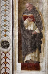 Darstellung von Saint Dominica von Guzman (ca. 1170-1221) (St. Dominikus) Fresko von Bernardino Butinone (1435-1507) 1482-1486