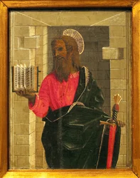Sankt Paulus. Gemälde von Bernardino Butinone (1450-1507), Tempera auf Holz. Italienische Kunst, Renaissance. Musée Ingres, Montauban.