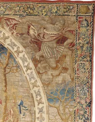 Brüsseler allegorischer Wandteppich, der den Monat Dezember aus "Die Medaillon-Monate" darstellt, ca. 1525
