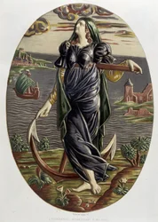 Die Hoffnung - Keramikplatte, in „The work of Bernard Palissy“ von C. Delange und C. Borneman, Paris