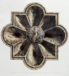 Jaspierte Platte mit Fächern - Keramikplatte, in The work of Bernard Palissy von C. Delange und C. Borneman, Paris
