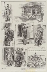 Skizzen des griechischen Stücks Helena in Troas, im Hengler