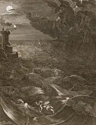 Leander schwimmt über den Hellespont, um seine Geliebte Hero zu treffen, 1730