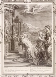 Oeneus, König von Kalydon, wird für seine Gottlosigkeit bestraft, weil er Diana bei einem Opfer vernachlässigt hat, 1731