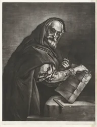 Philosoph mit einem Zirkel und einem Buch