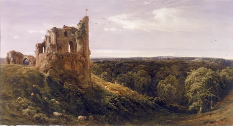 Ruine einer Burg in einer Landschaft (Knaresborough Castle)