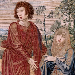 Flämischer Wandteppich. Serie Baldachin von Karl V. Christus der Barmherzige