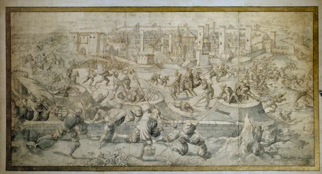 Sechster Italienischer Krieg (1521-1526): „Die Schlacht von Pavia am 25. Februar 1525, Auszug aus der Garnison von Pavia und den Schweizern“