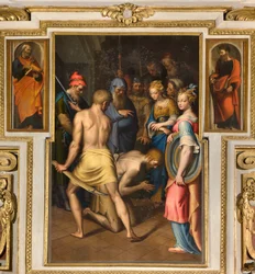 Kapelle Unserer Lieben Frau vom Volk, Zweites nördliches Joch, Enthauptung des Täufers 1569, An den Seiten St. Peter und St. Paul 1520-30