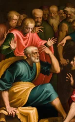 Kapelle des Heiligen Sakraments, Erste Südspanne, Bernardino Campi, Fußwaschung, Detail 1569