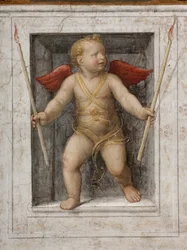 Ein Engel, der Kerzen hält (Detail)