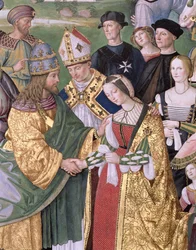 Aeneas Sylvius Piccolomini (1405-64) stellt Eleonora von Aragon Friedrich III. (1415-93) vor