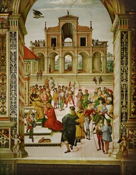 Kaiser Friedrich III. krönt Aeneas Silvius Piccolomini zum Poeta Laureatus