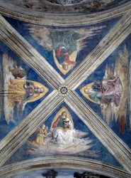 Geschichte des heiligen Bernhardin, die Evangelisten (Tetramorph) (Fresko, ca. 1486)