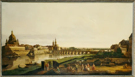 Ansicht von Dresden vom rechten Ufer der Elbe oberhalb der Augustusbrücke