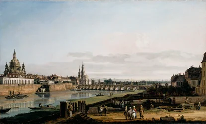 Dresden vom rechten Elbufer, oberhalb der Augustusbrücke