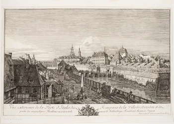 Außenansicht des italienischen Tores der Stadtmauern von Dresden