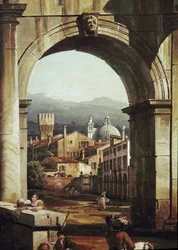 Römische Caprice mit Tür und Wänden (Detail)