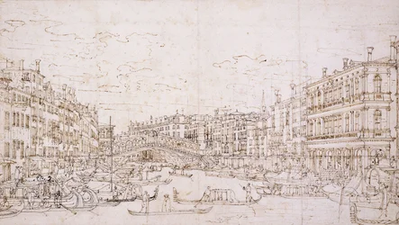Der Canal Grande, Venedig, mit der Rialtobrücke von Süden