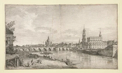 Ansicht der Brücke in Dresden über die Elbe