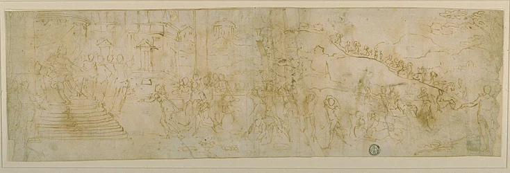Salomo und die Königin von Saba (recto); Skizze der Königin von Saba (verso)
