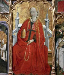 Maria Magdalena, Detail (vom Altarbild der hl. Maria Magdalena), von Bernat Martorell, katalanische gotische Kunst