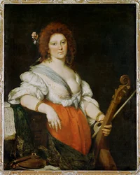 Die Sängerin Barbara Strozzi mit einer Viola da Gamba