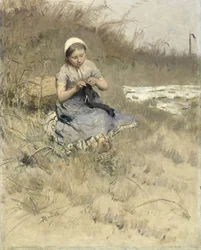 Mädchen beim Stricken