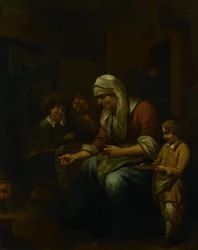 Frau macht Pfannkuchen