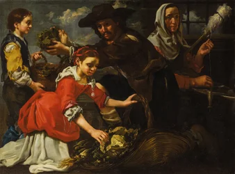 Spinnerin und Kräutersammlerin (Allegorie der Erde)