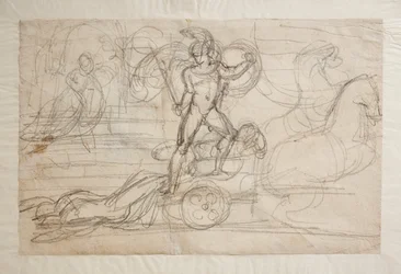 Achilles schleift Hektors Körper hinter seinem Wagen. Paolo und Francesca(?)
