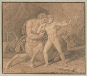 Chiron lehrt Achilles das Bogenschießen