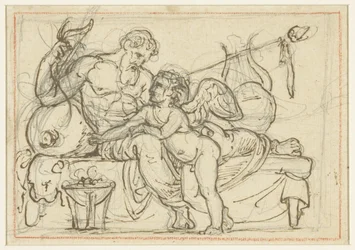 Entwurf für ein Relief mit Amor und einer liegenden Figur von Anacreon
