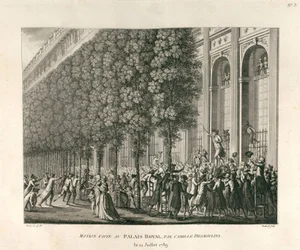 Bewegung im Palais Royal von Camille Desmoulins am 12. Juli 1789