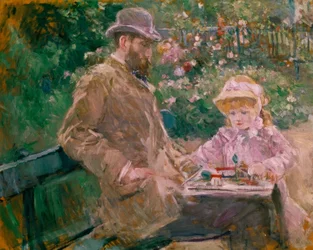 Eugène Manet und seine Tochter im Garten von Bougival
