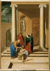 Im Tempel, Apostel Petrus und Johannes heilen einen Gelähmten