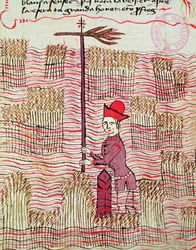 Ms 327 fol.197r Vermesser auf einem Feld, aus Traite d