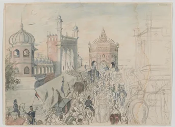 Britische Truppen in einer Sikh-Stadt, wahrscheinlich Allahabad