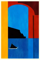 Mittelmeerblaues Segelboot