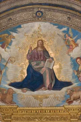 Apsis, Pantokrator unter den Heiligen Marcellinus, Imerio, Omobono, Peter Exorzist (Detail)