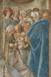 Zentrales Schiff, vierter nördlicher Spann, Beschneidung, Boccaccio Boccaccino 1516-17 (Detail)